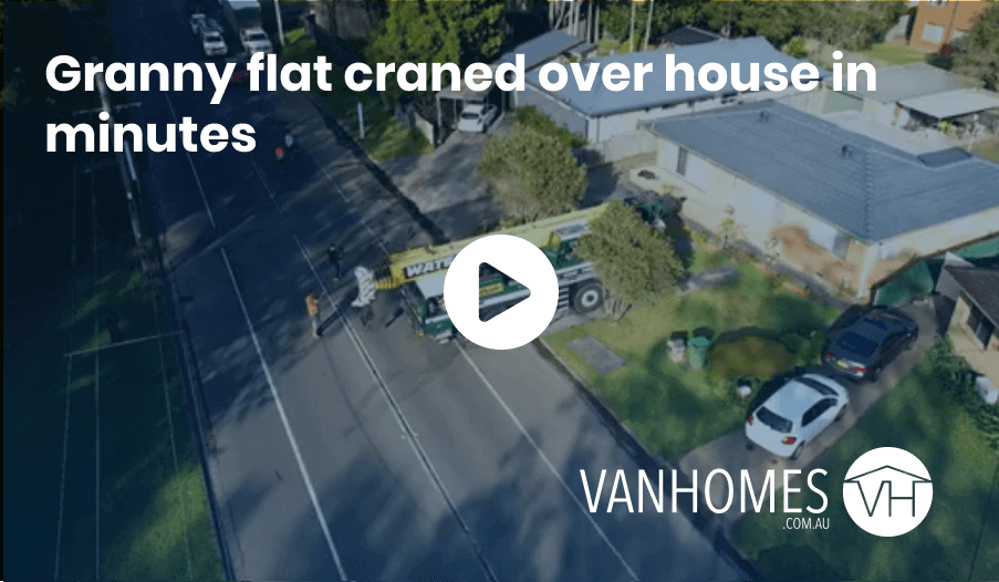 Granny flat lifted over house in minutes